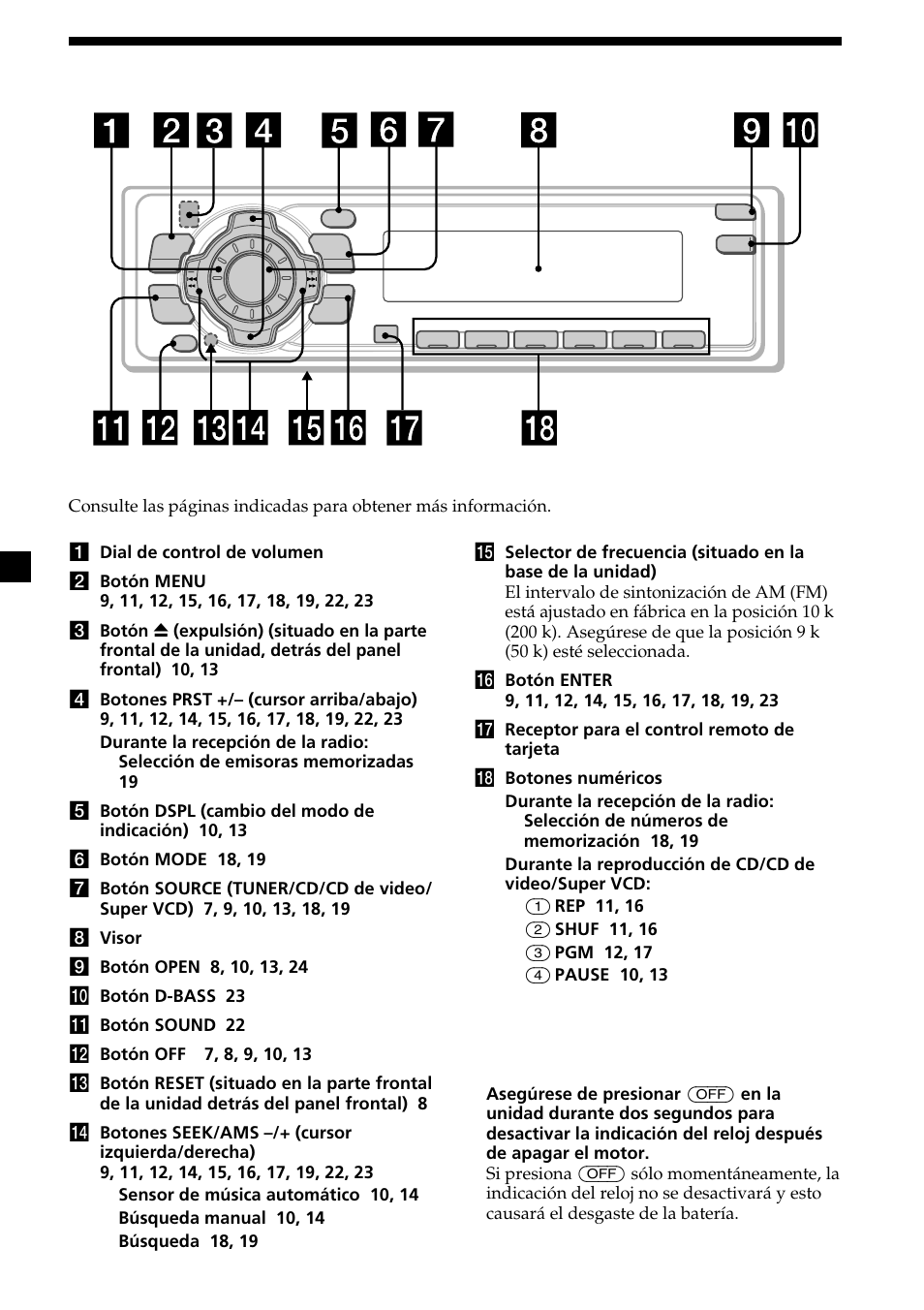 6localización de los controles | Sony CDX-V7800X User Manual | Page 34 / 58