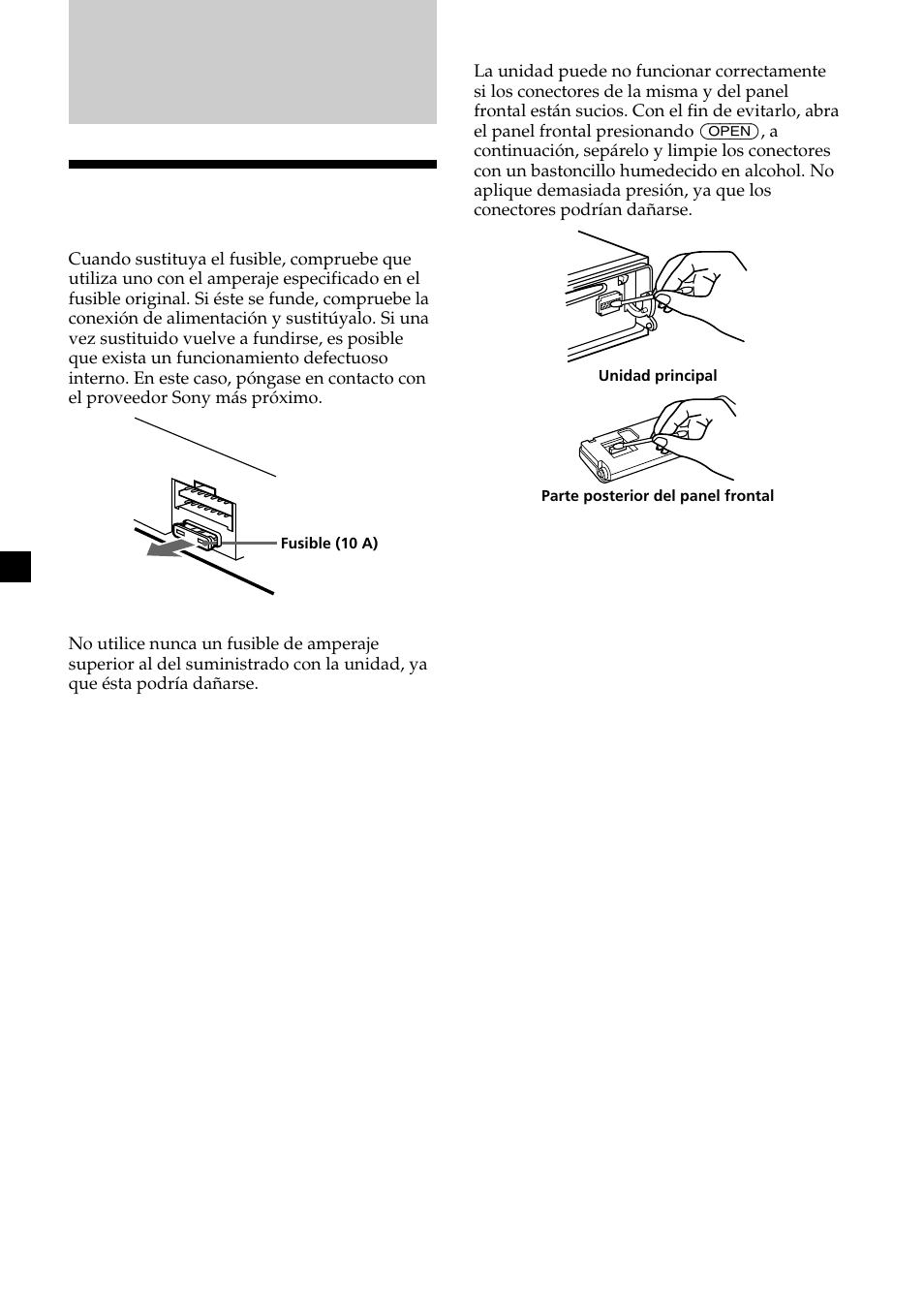 Información complementaria, Mantenimiento | Sony CDX-V7800X User Manual | Page 52 / 58