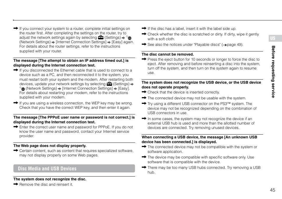 Disc media and usb devices | Sony 320 GB Playstation 3 CECH-2501B User Manual | Page 45 / 120