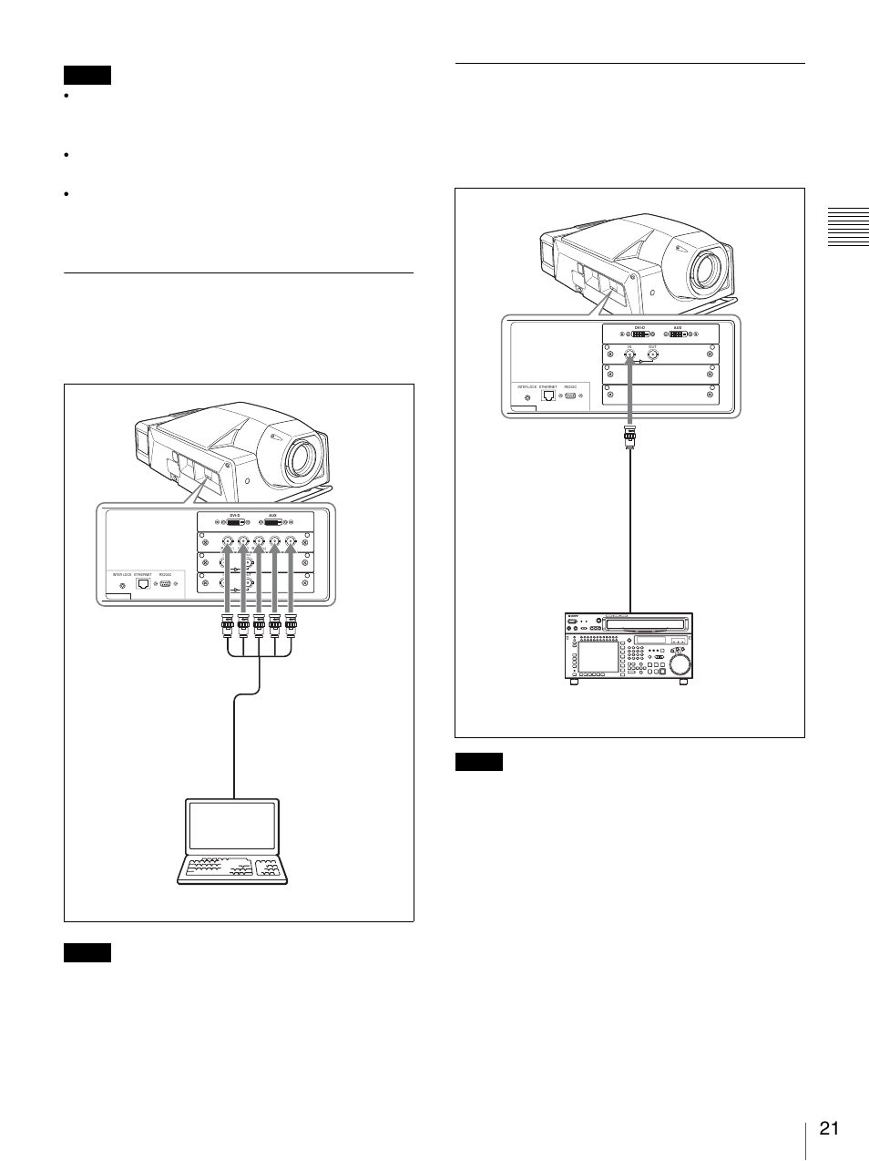 コンピューターを接続する（アナログrgb接続の場合, Hd-sdi機器を接続する, Srw-5000 hd digital video cassette recorder | Sony SRX-S105 User Manual | Page 21 / 83