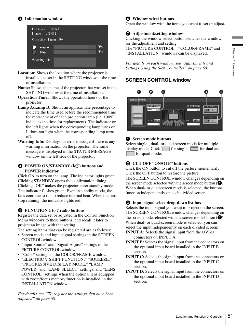 Screen control window | Sony SRX-S105 User Manual | Page 51 / 83