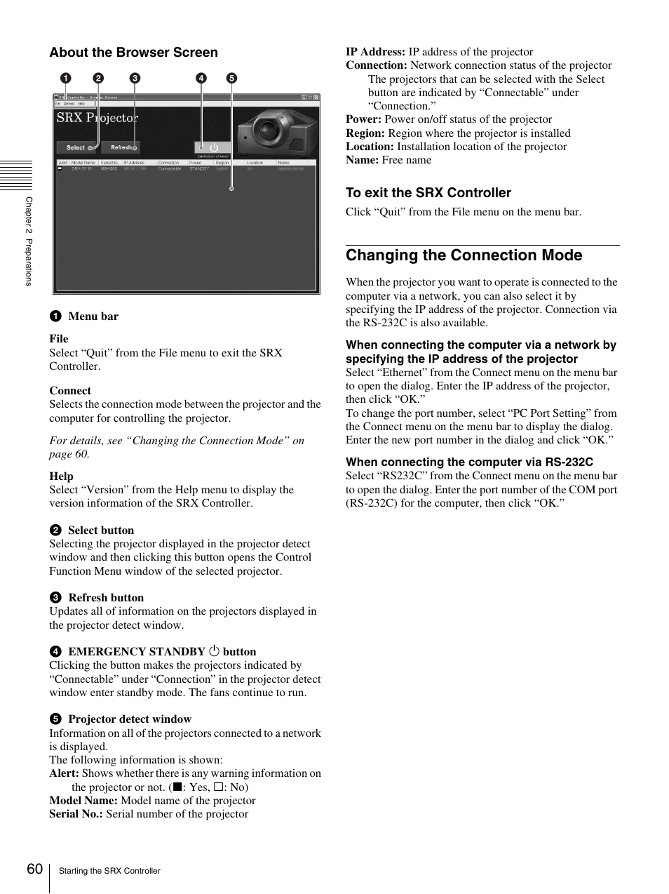 Changing the connection mode, About the browser screen | Sony SRX-S105 User Manual | Page 60 / 83