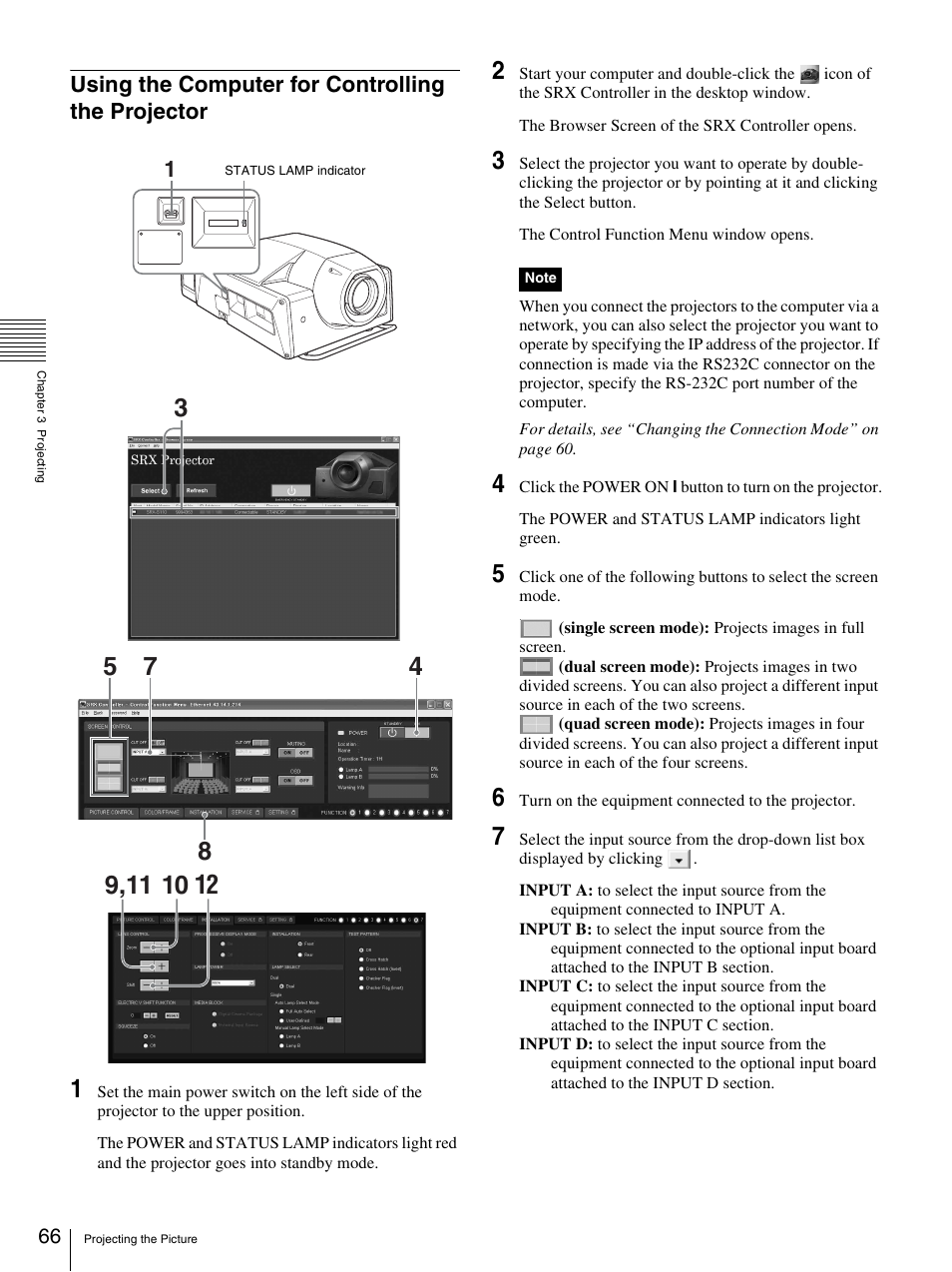 Using the computer for controlling the projector | Sony SRX-S105 User Manual | Page 66 / 83