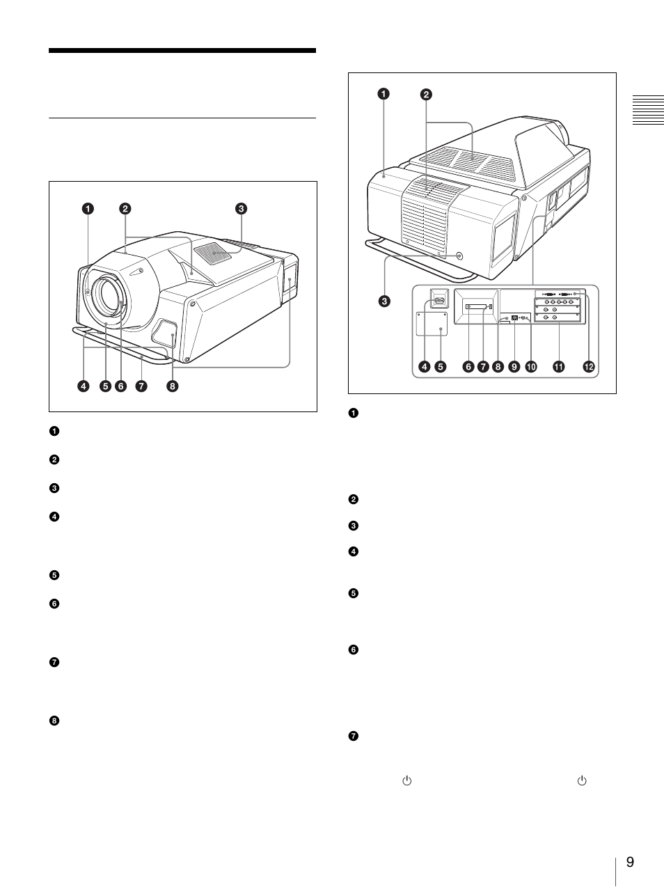 各部の名称と働き | Sony SRX-S105 User Manual | Page 9 / 83