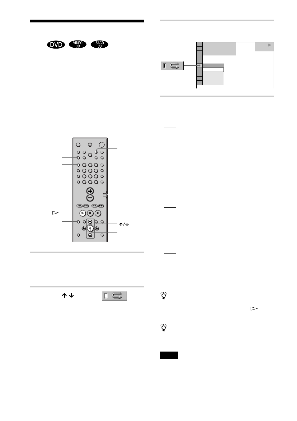 Playing repeatedly (repeat play), Playing repeatedly, Select the repeat play setting | Repeat play), Press dvd display, Press x / x to select (repeat) then press enter | Sony DAV-C700 User Manual | Page 40 / 84