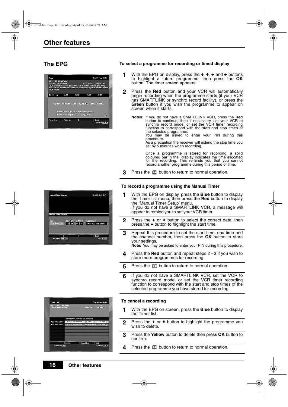 Other features | Sony VTX-D800U User Manual | Page 18 / 28