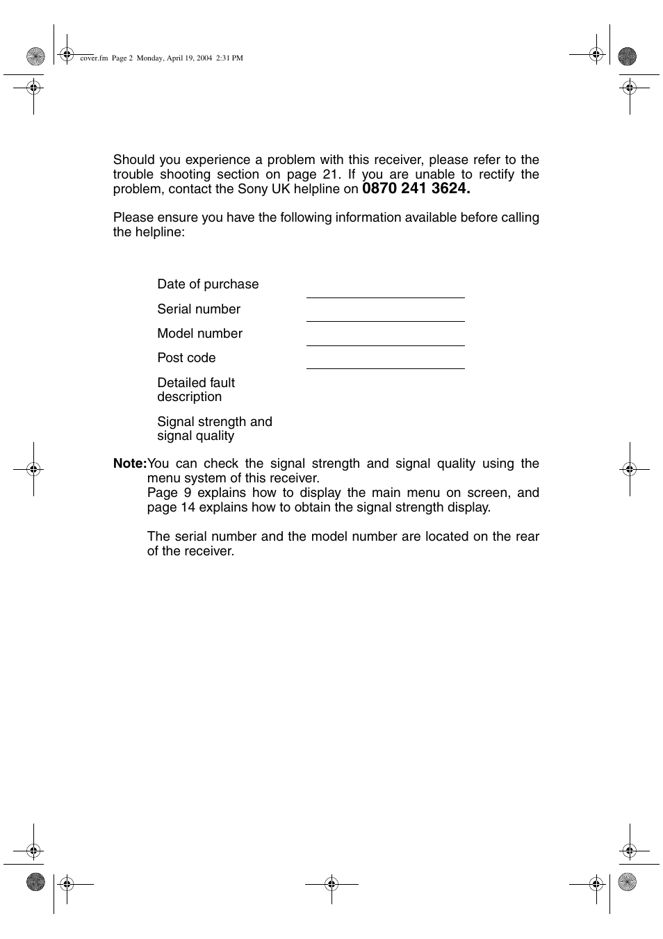 Sony VTX-D800U User Manual | Page 2 / 28