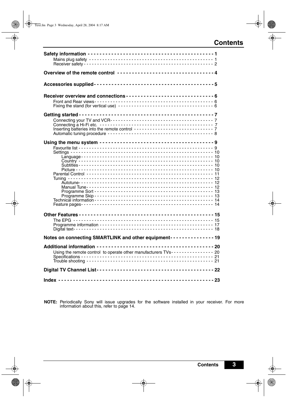 Sony VTX-D800U User Manual | Page 5 / 28