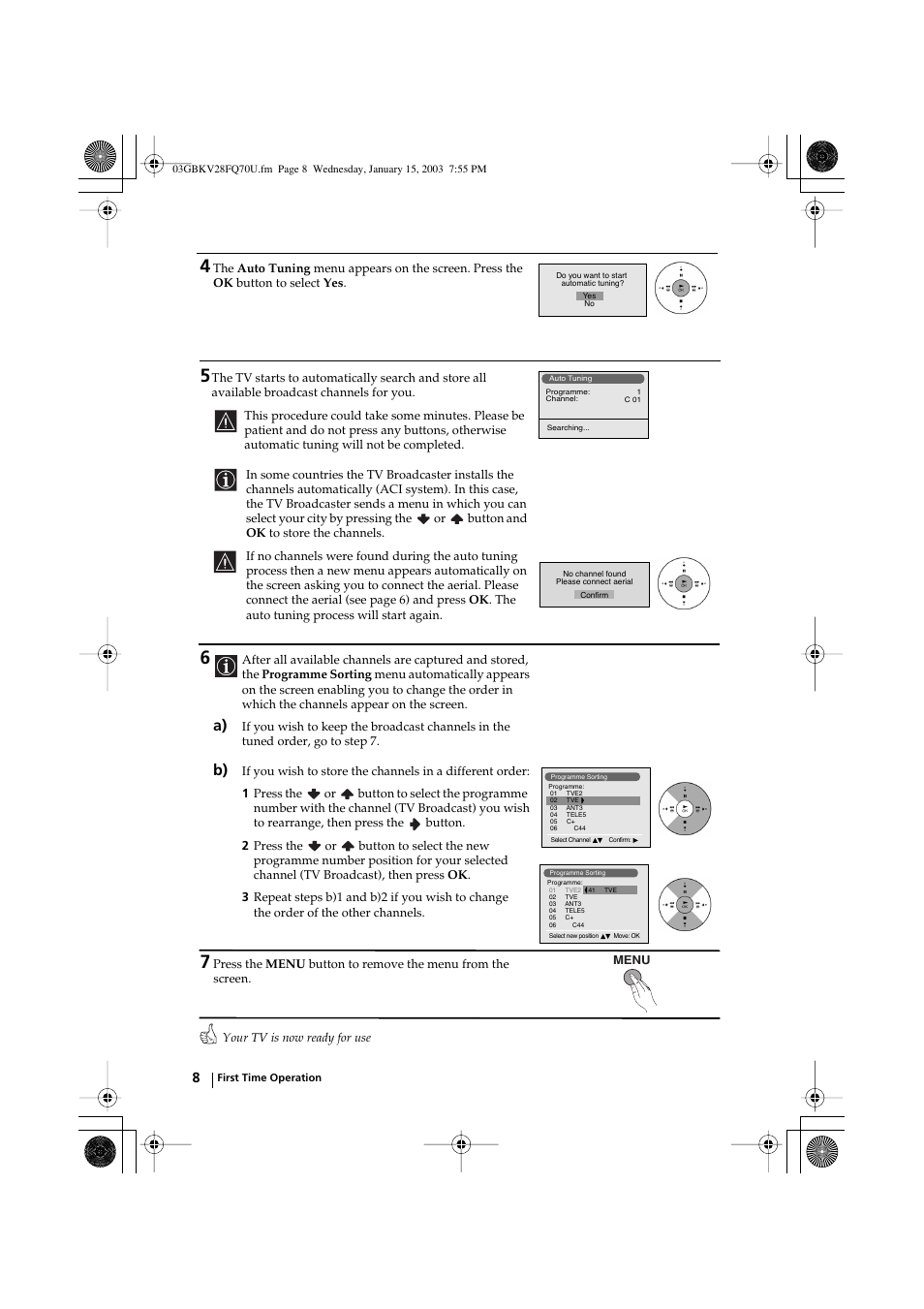 Sony FD Trinitron KV-32FQ70U User Manual | Page 8 / 28