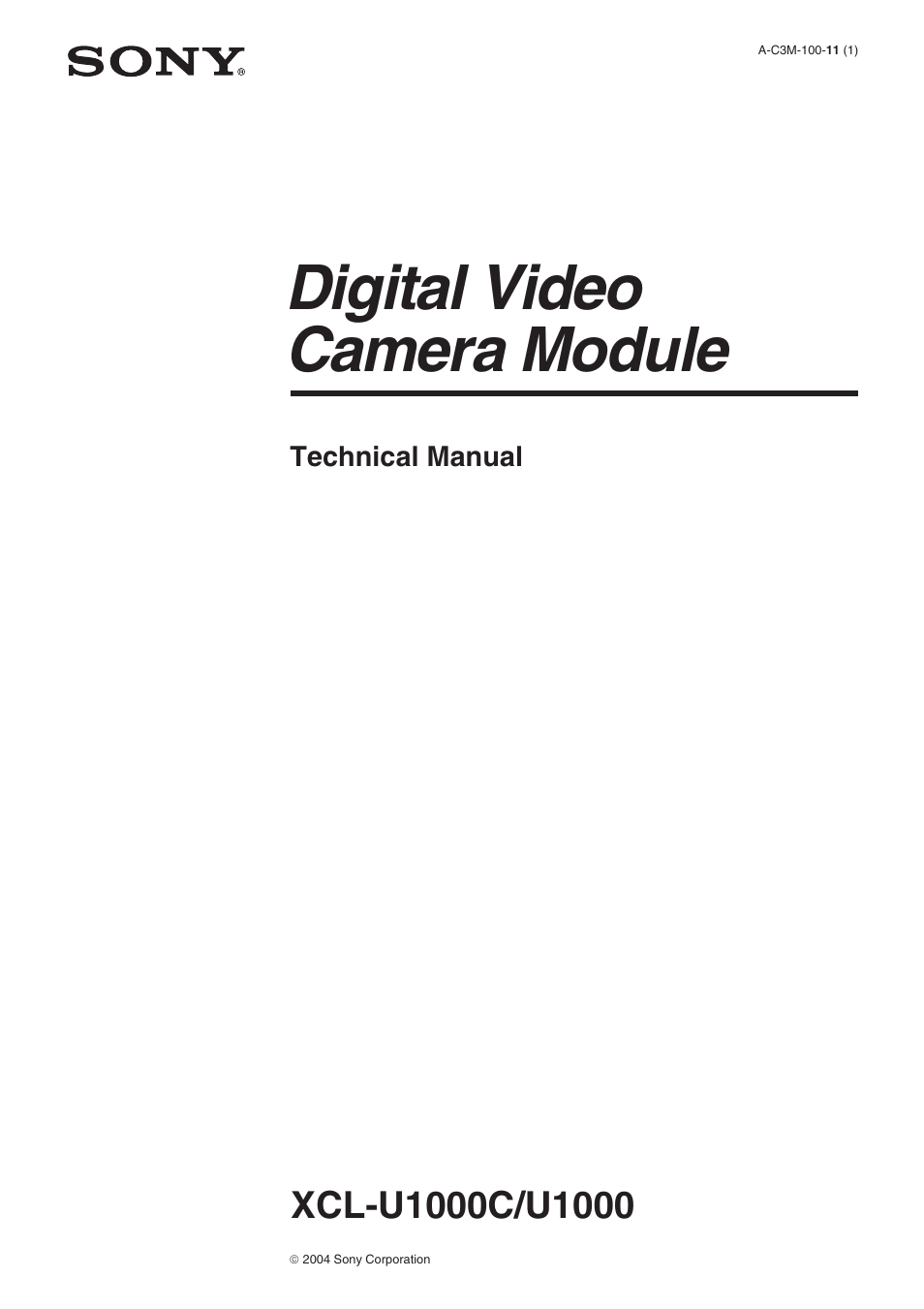 Sony XCL-U1000 User Manual | 27 pages