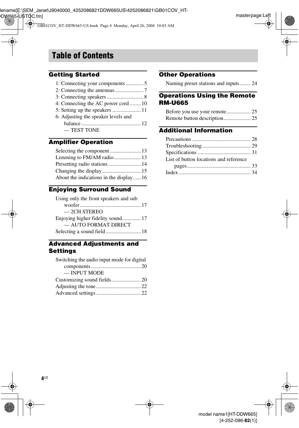 Sony HT-DDW665 User Manual | Page 4 / 36