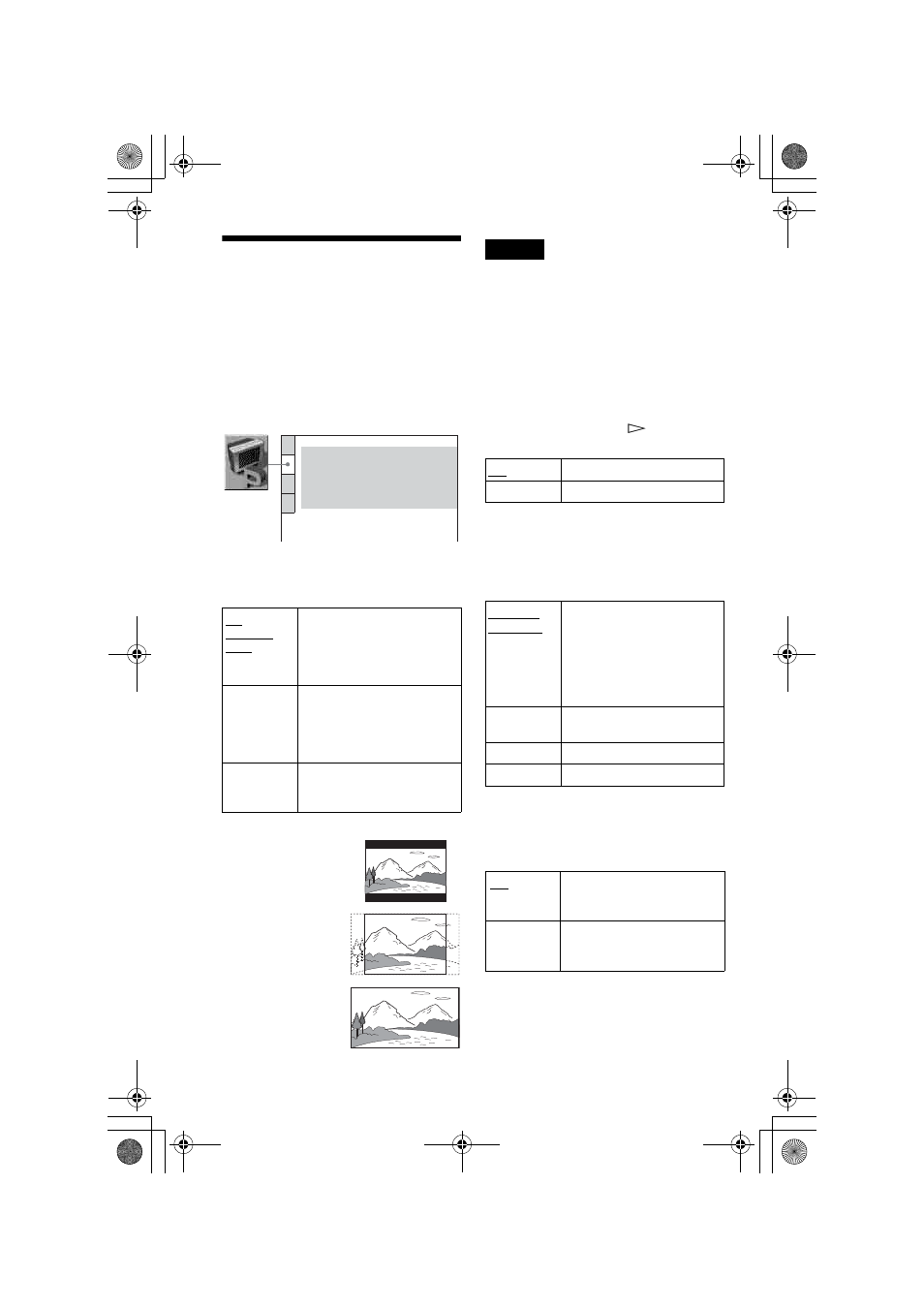L1 - settings for the display (screen setup), Settings for the display (s, Settings for the display | Sony DVP-NS45P User Manual | Page 60 / 84