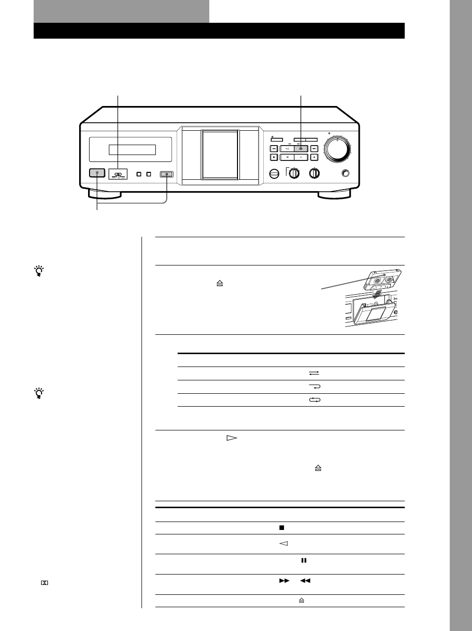Lecture d’une cassette, Fonctionnement de base, Réglez direction mode (tc-re340 seulement) | Sony TC-KE240 User Manual | Page 23 / 56