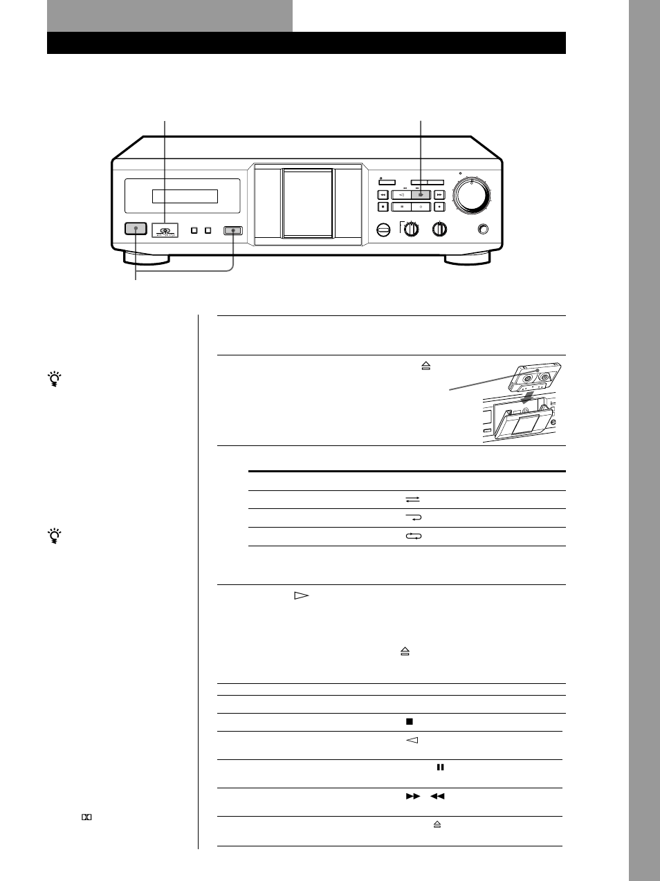 Reproducción de cintas, Operaciones básicas, Ajuste direction mode (tc-re340 solamente) | Sony TC-KE240 User Manual | Page 41 / 56