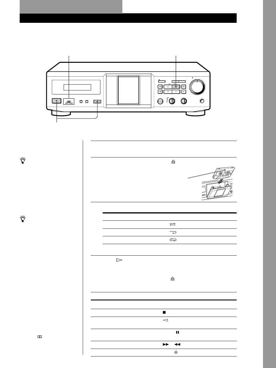 Playing a tape 3 2 4, Basic operations, Basic operations 5 | Set direction mode (tc-re340 only) | Sony TC-KE240 User Manual | Page 5 / 56