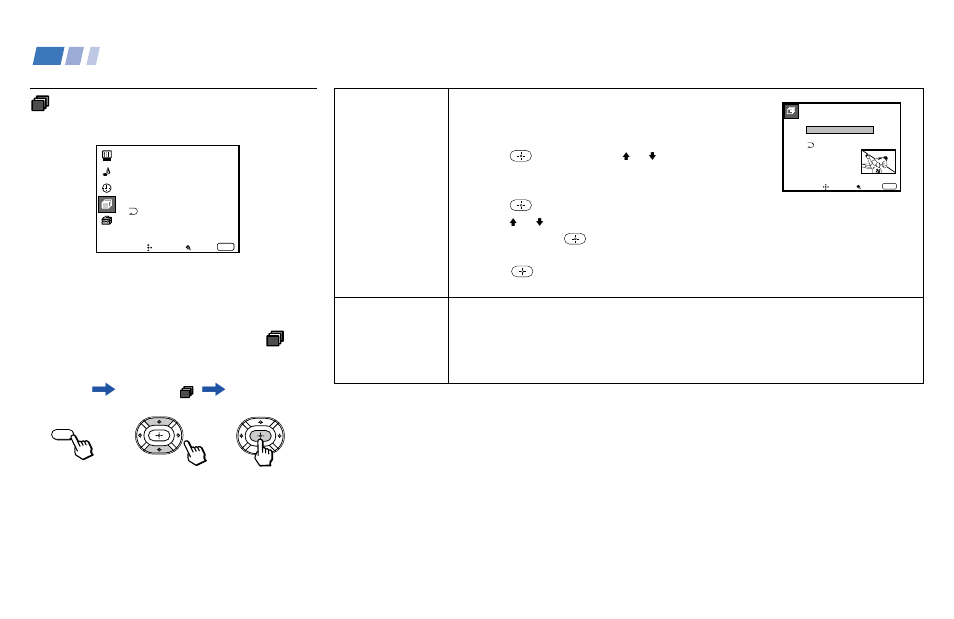 Using the channel set up menu, Adjusting your set up (menus) (continued), Menu | Sony KP 43T90 User Manual | Page 34 / 58