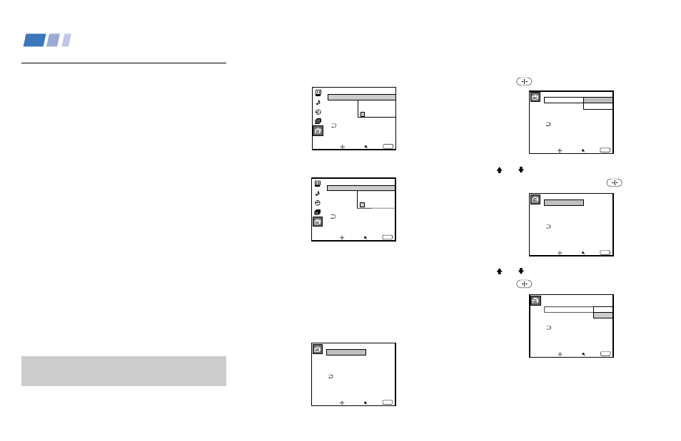 Using the parental control feature, Activating the parental control feature, Activating the parental control | Feature, Adjusting your set up (menus) (continued), Make sure that “country ”is highlighted, and press, Press v or v to select “parental lock,” and press | Sony KP 43T90 User Manual | Page 40 / 58