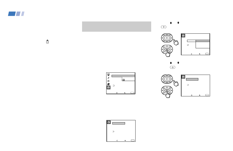 Selecting a custom rating in u.s.a, Selecting a custom rating, In u.s.a | Adjusting your set up (menus) (continued), Press v or v to select “rating,” and press, Press v or v to select “custom,” and press, Press enter to display the “password” screen | Sony KP 43T90 User Manual | Page 42 / 58