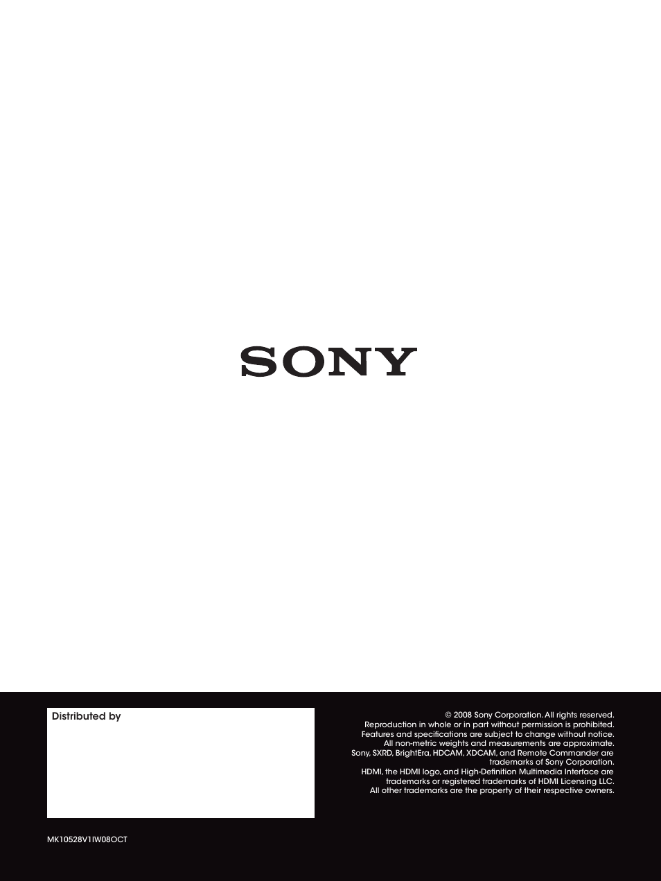 Sony SXRD 4K User Manual | Page 32 / 32