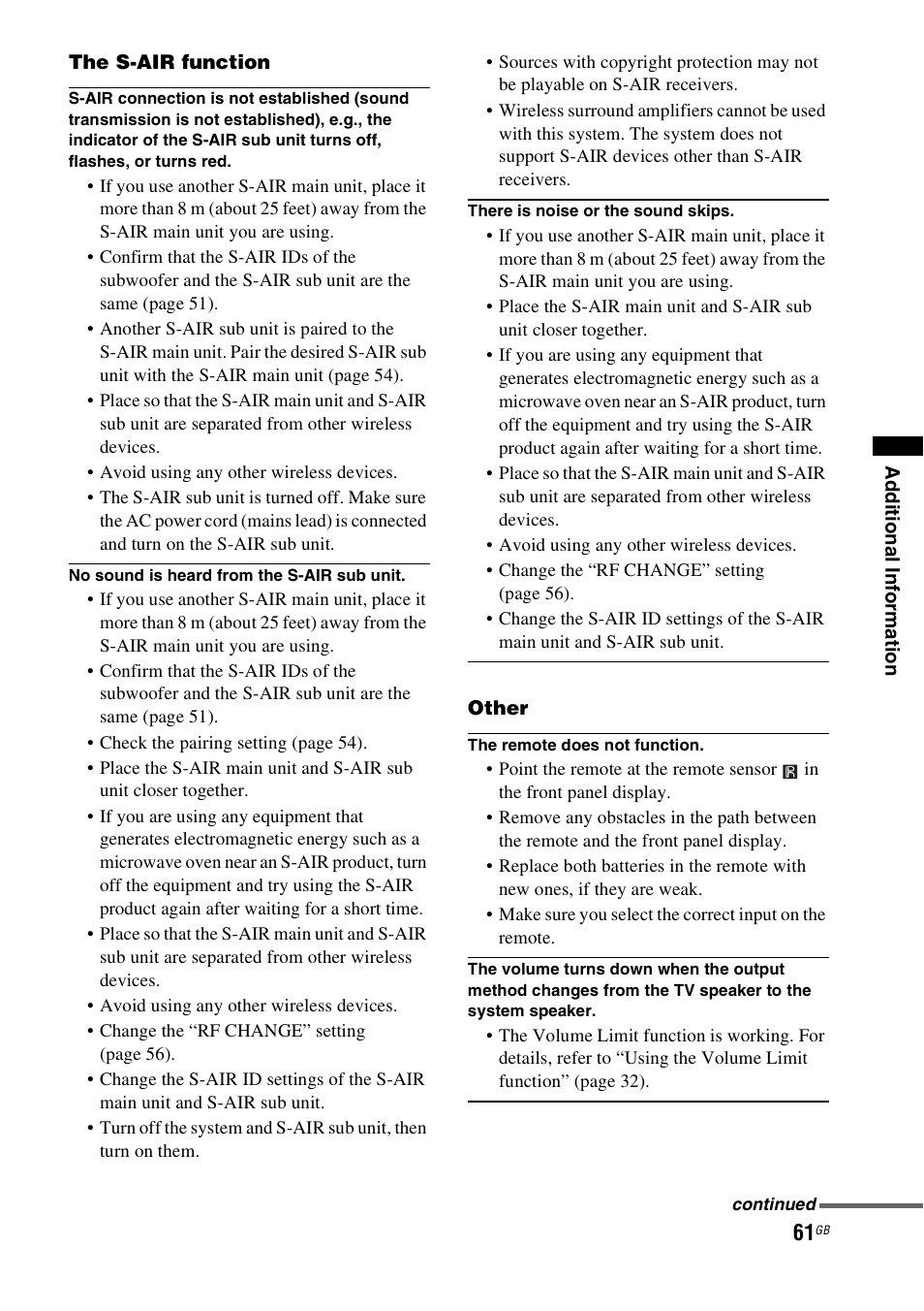 Sony HT-FS3 User Manual | Page 61 / 68