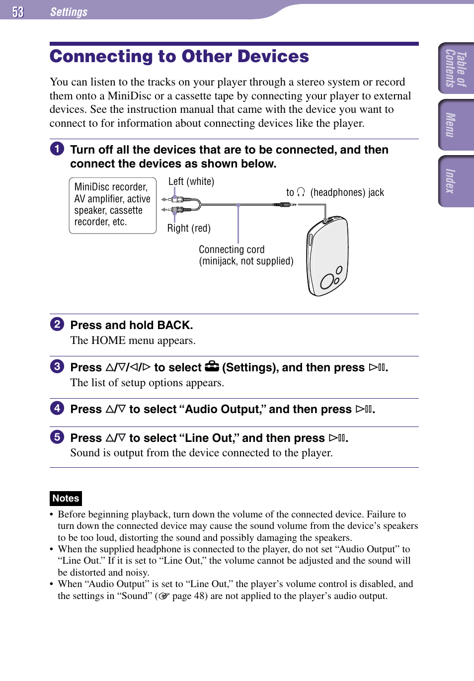 Connecting to other devices | Sony NW-A3000 Series User Manual | Page 53 / 109