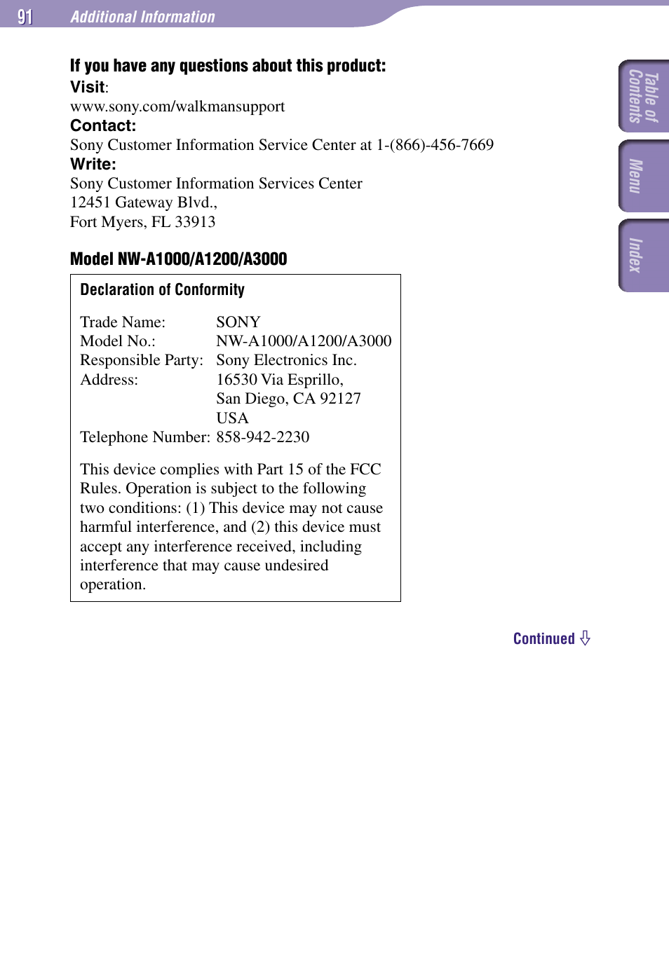 Sony NW-A3000 Series User Manual | Page 91 / 109
