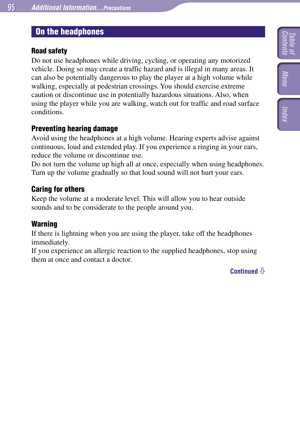 On the headphones | Sony NW-A3000 Series User Manual | Page 95 / 109