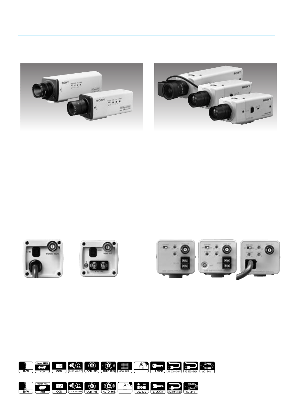 Black & white video cameras, Supplied accessories, Optional accessories | Sony CCTV Systems User Manual | Page 24 / 75