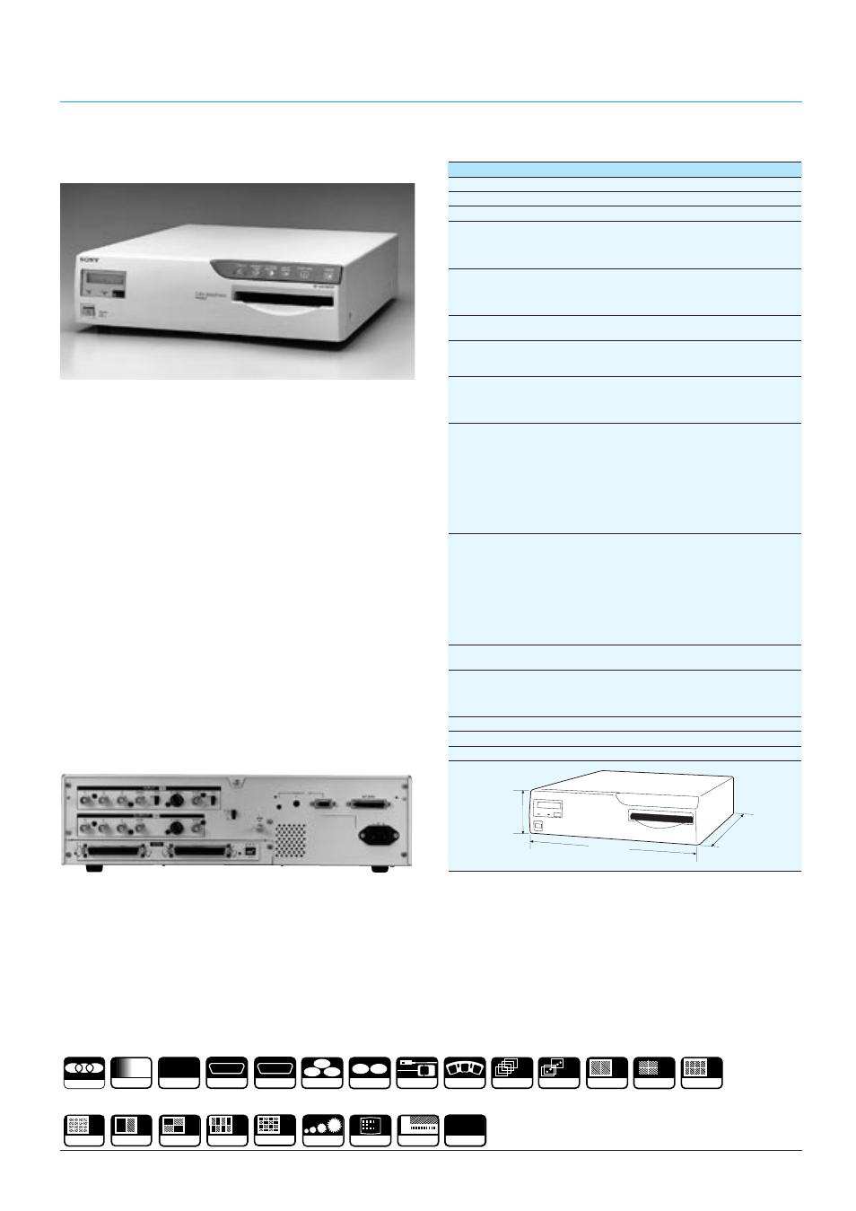 Up-5600mdp, Colour video printers, Supplied accessories | Specifications, Optional accessories, 65 colour video printer | Sony CCTV Systems User Manual | Page 61 / 75