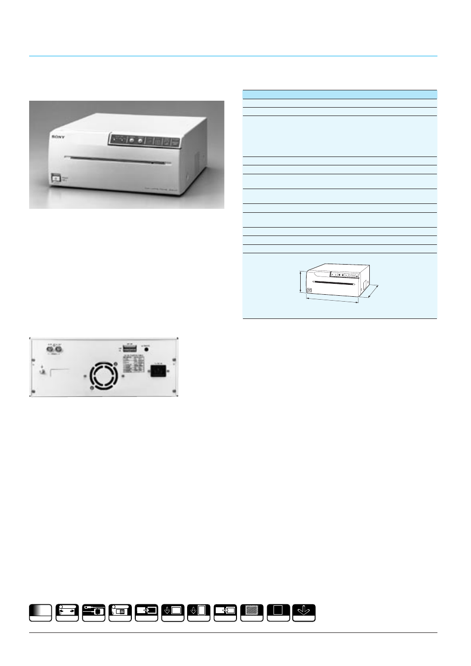 Up-960ce, Monochrome video graphic printers, Supplied accessories | Optional accessories, Specifications, 68 b/w video graphic printer | Sony CCTV Systems User Manual | Page 64 / 75