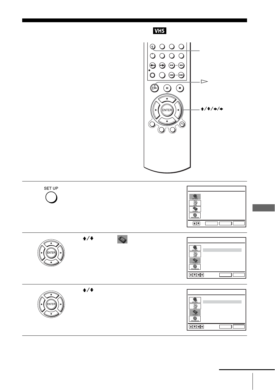Changing menu options, Press set up when the dvd player is in stop mode, Press v/v to select (video) and press enter | Press v/v to select the option to change | Sony SLV-D251P User Manual | Page 91 / 116