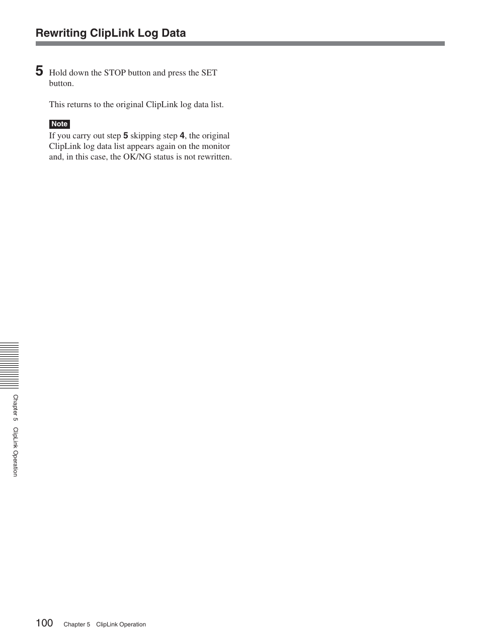 Rewriting cliplink log data | Sony DSR-2000AP User Manual | Page 100 / 150