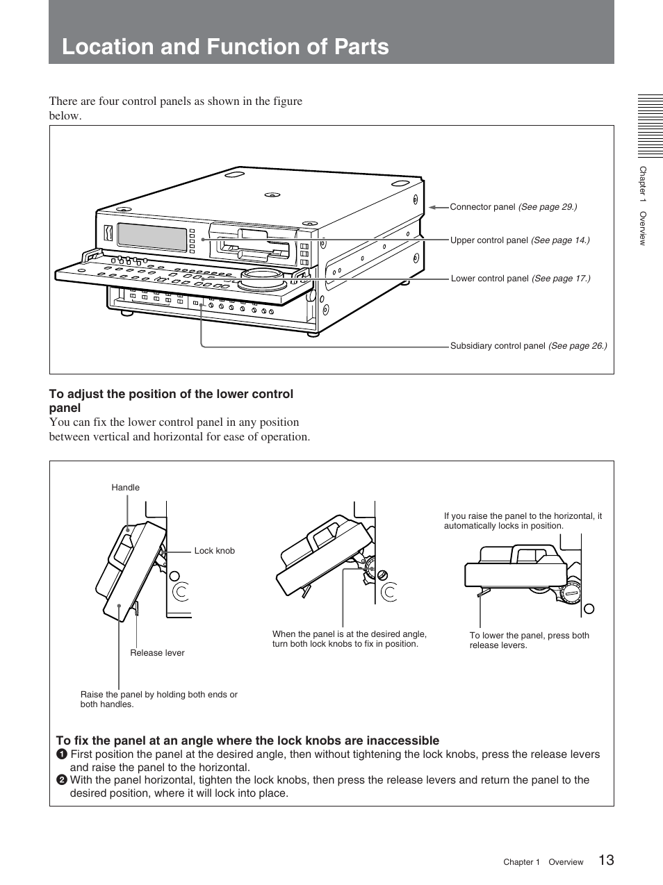 Location and function of parts | Sony DSR-2000AP User Manual | Page 13 / 150