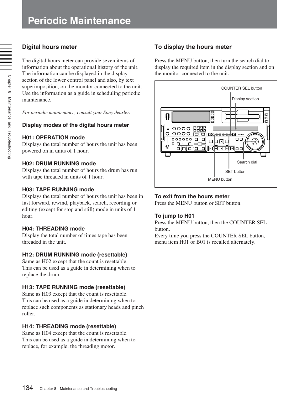 Periodic maintenance | Sony DSR-2000AP User Manual | Page 134 / 150