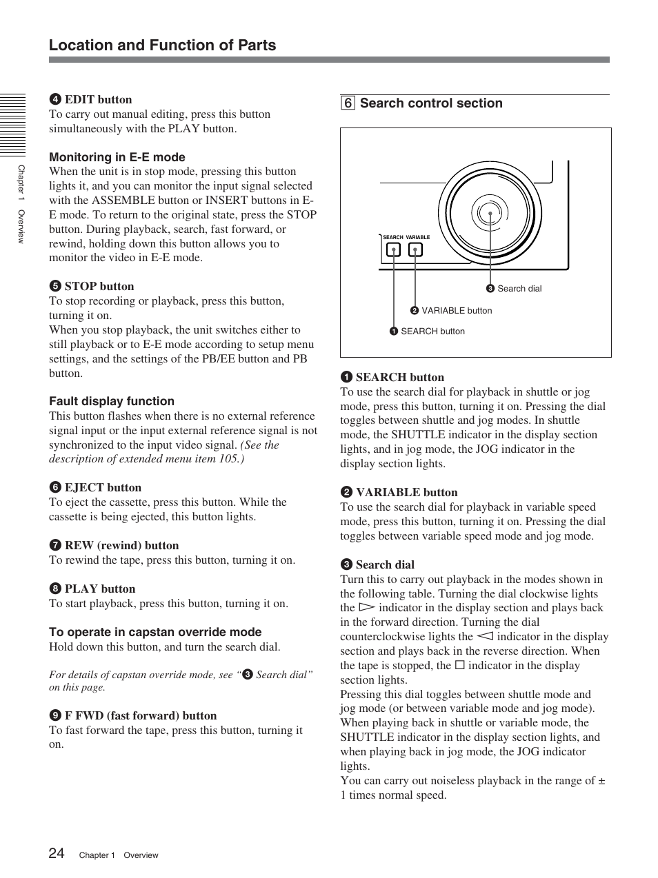 Location and function of parts | Sony DSR-2000AP User Manual | Page 24 / 150