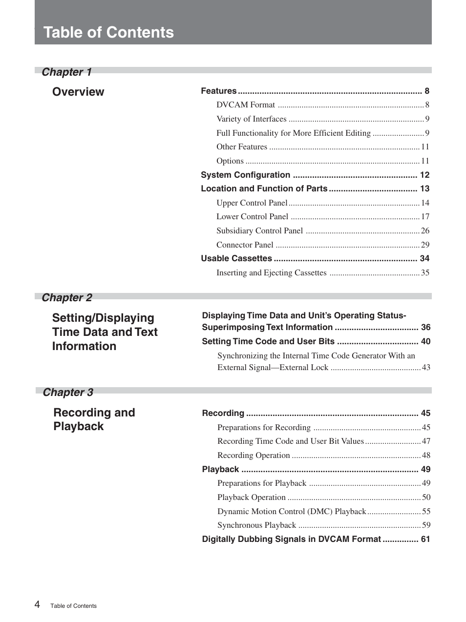 Sony DSR-2000AP User Manual | Page 4 / 150