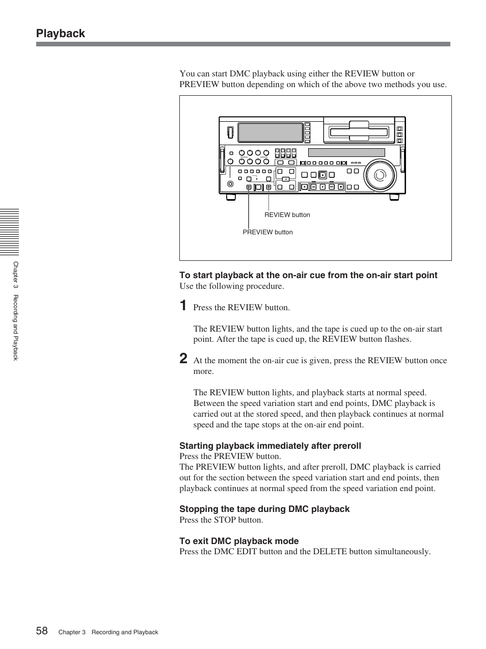 Playback | Sony DSR-2000AP User Manual | Page 58 / 150