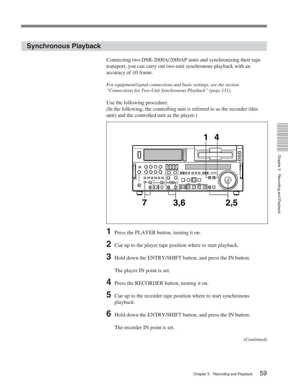 Synchronous playback | Sony DSR-2000AP User Manual | Page 59 / 150