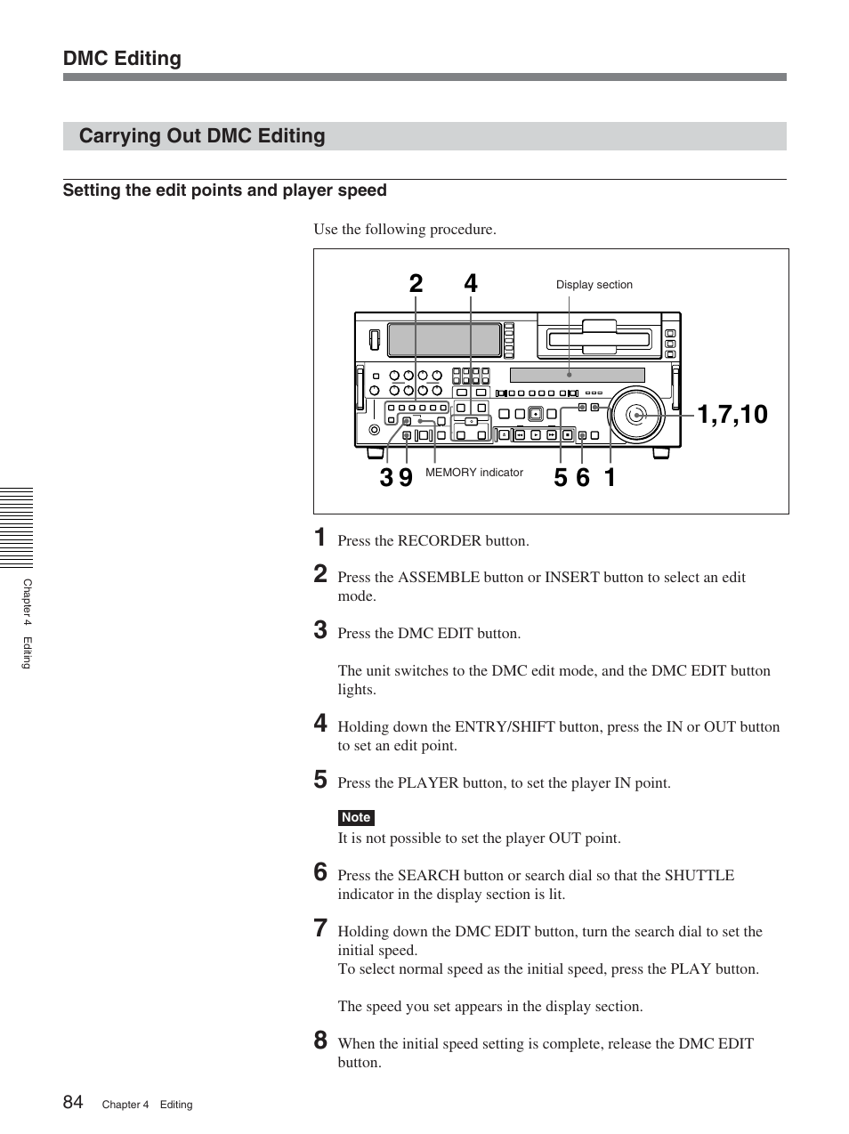 Carrying out dmc editing | Sony DSR-2000AP User Manual | Page 84 / 150