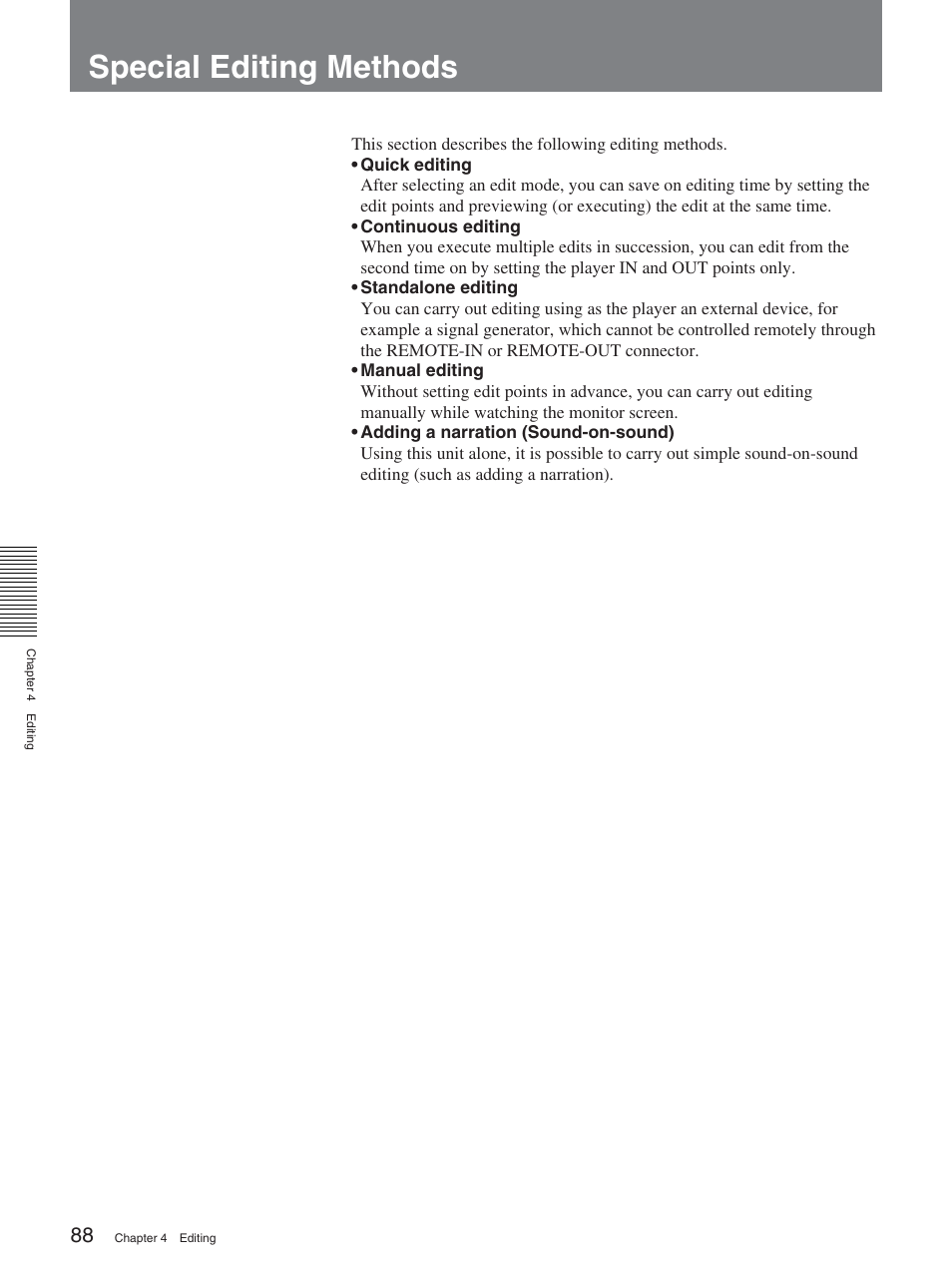 Special editing methods | Sony DSR-2000AP User Manual | Page 88 / 150