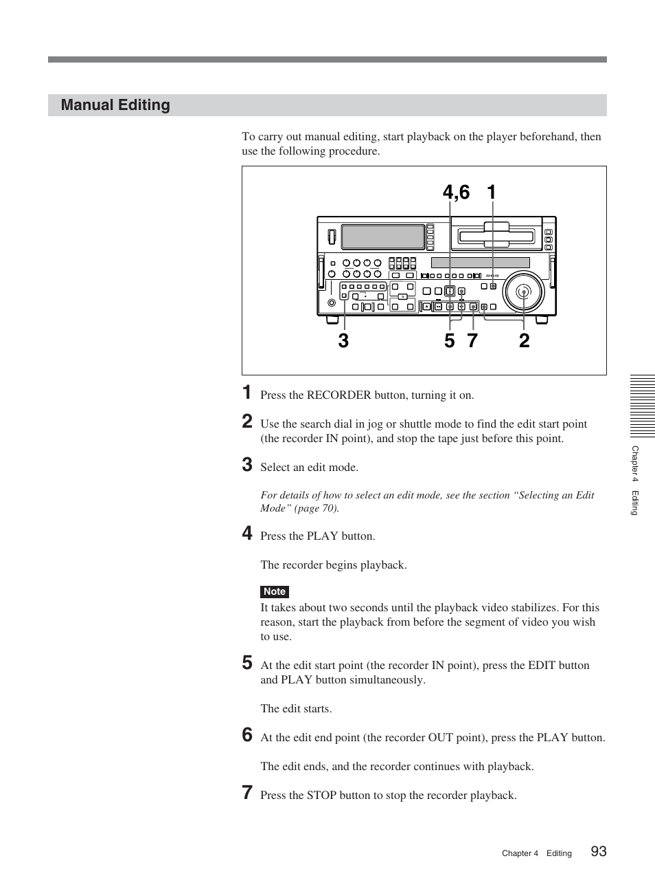 Manual editing | Sony DSR-2000AP User Manual | Page 93 / 150