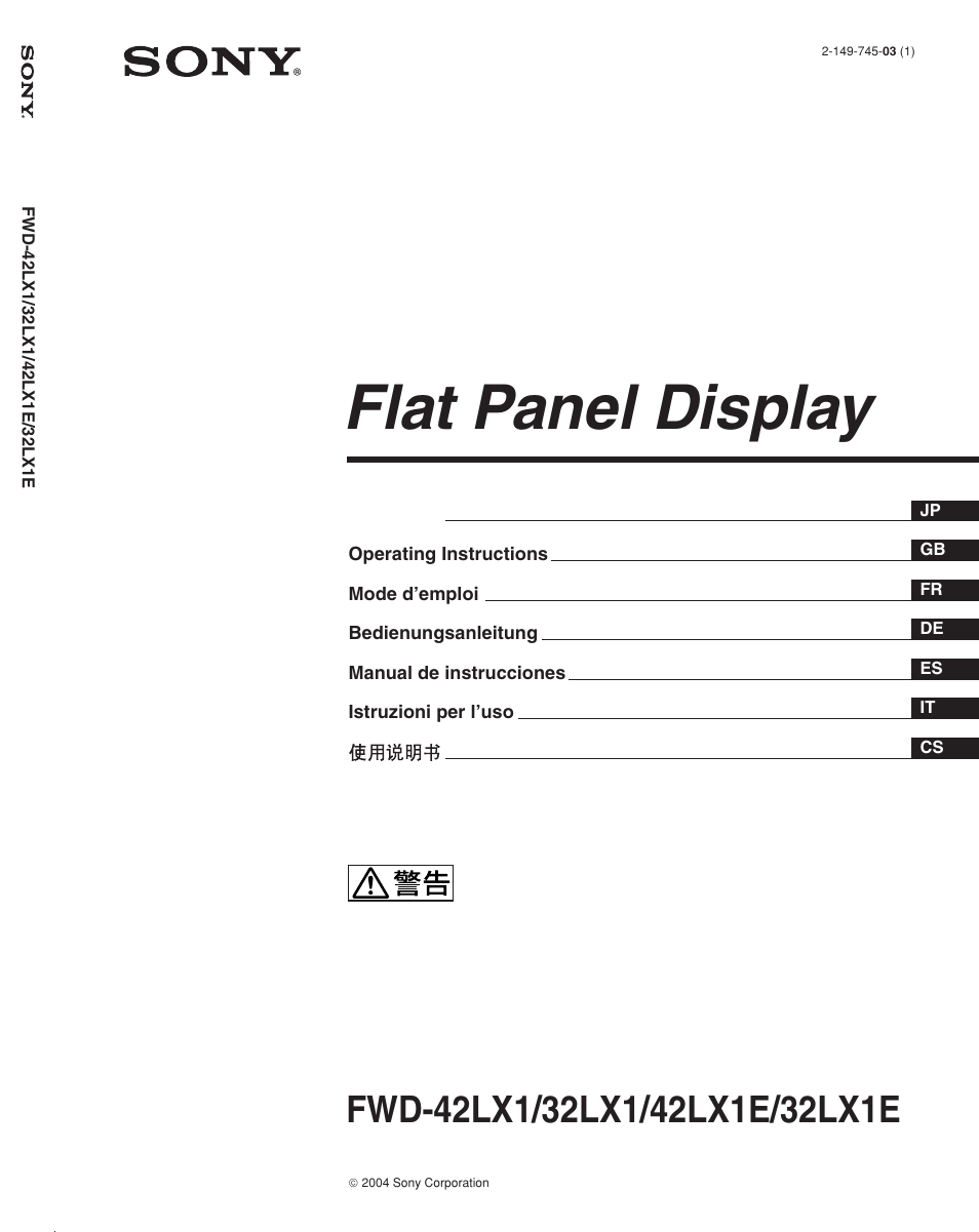 Sony 32LX1 User Manual | 43 pages