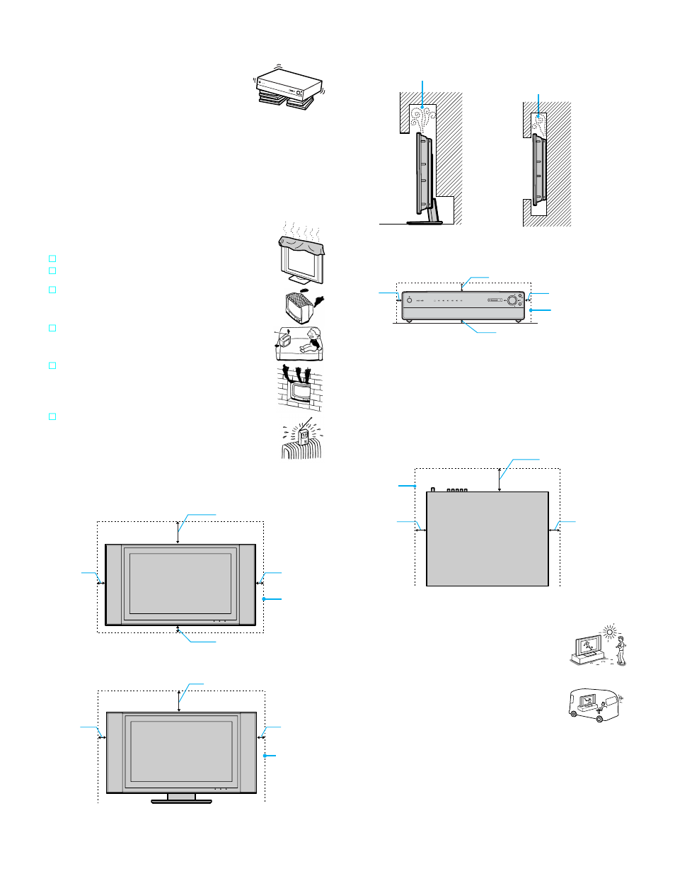 Continued), Recommended place for the media receiver unit, Weight | Ventilation, Outdoor use, Vehicle and ceiling | Sony WEGA KLV30XBR900 User Manual | Page 7 / 112