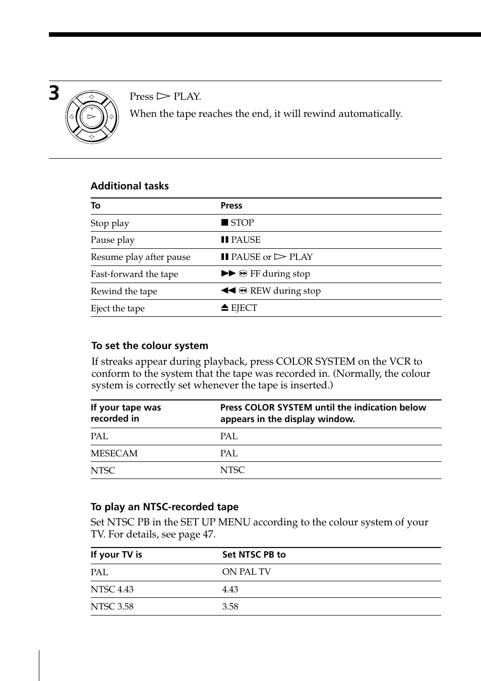 Playing a tape (continued) | Sony SLV-ED85PS/TH User Manual | Page 20 / 59