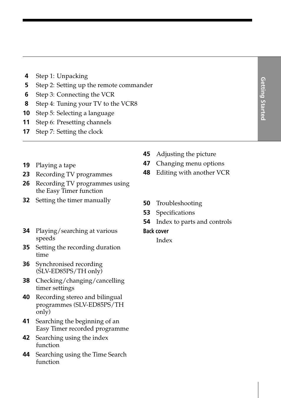 Sony SLV-ED85PS/TH User Manual | Page 3 / 59