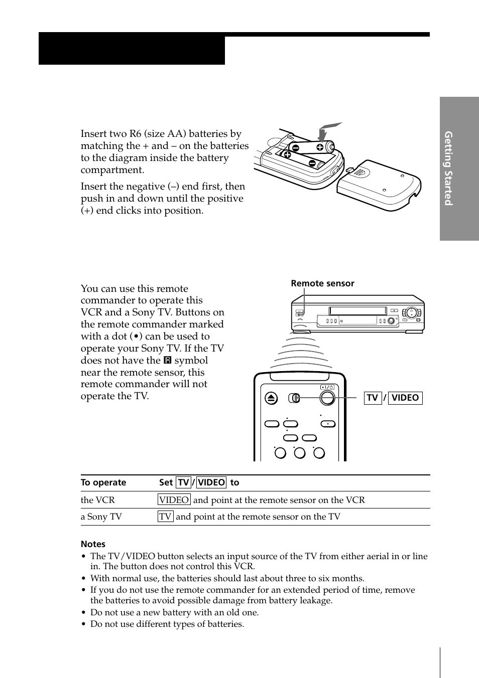 Step 2:setting up the remote commander, Step 2: setting up the remote commander, Setting up the remote commander | Step 2, Inserting the batteries, Using the remote commander | Sony SLV-ED85PS/TH User Manual | Page 5 / 59