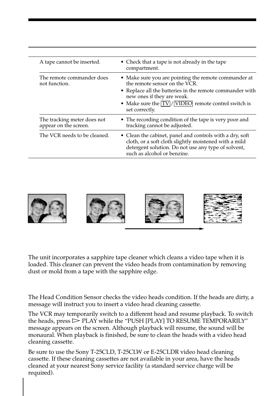 Sapphire tape cleaner, Head condition sensor | Sony SLV-ED85PS/TH User Manual | Page 52 / 59
