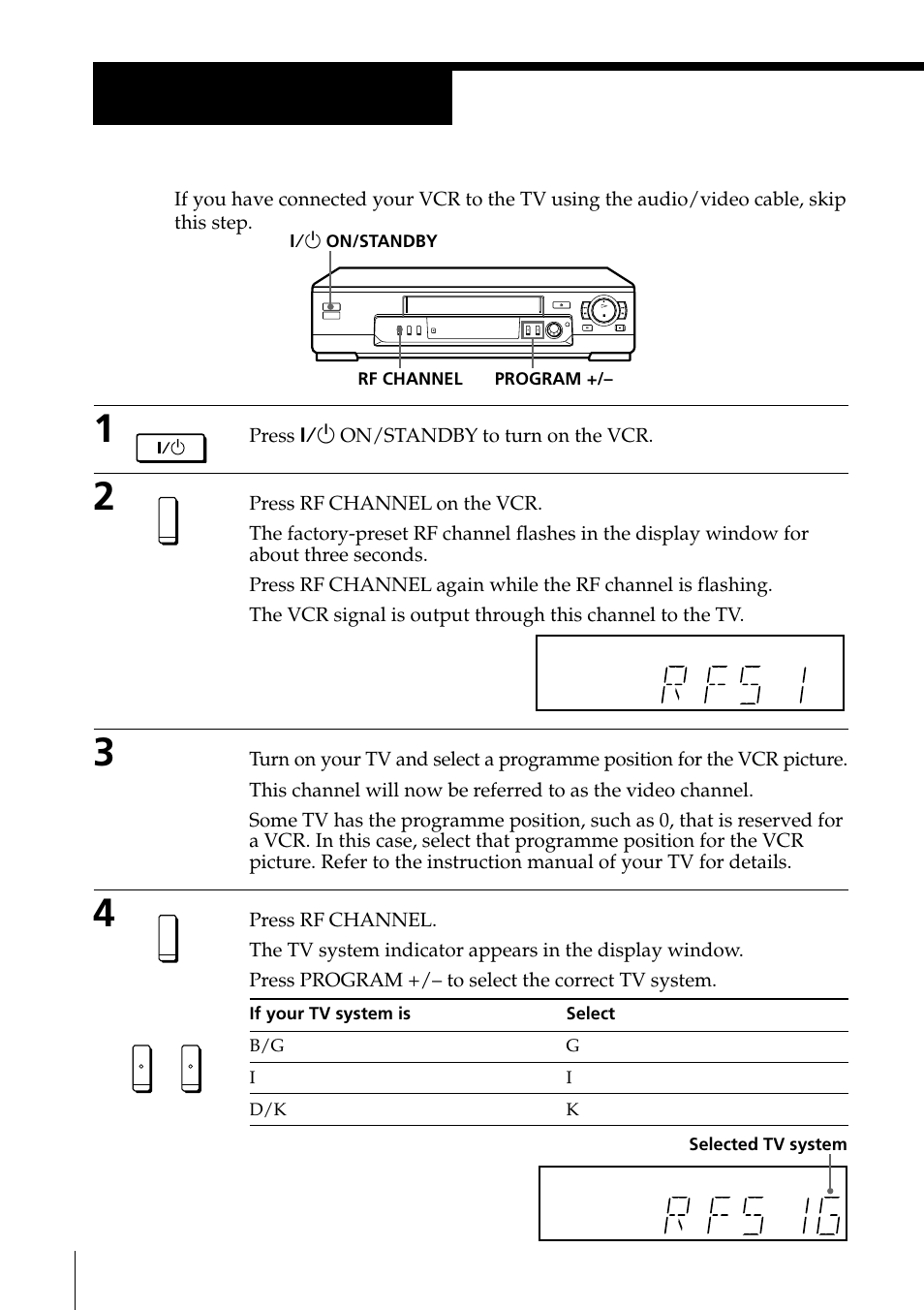 Step 4:tuning your tv to the vcr, Step 4: tuning your tv to the vcr8, Tuning your tv to the vcr | Step 4 | Sony SLV-ED85PS/TH User Manual | Page 8 / 59