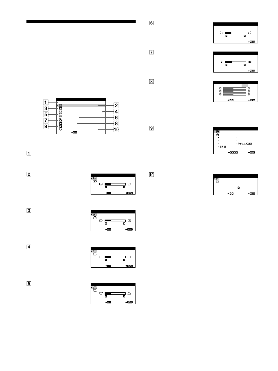 Personnalisation de votre moniteur, Pilotage par menus | Sony CPD-E100 User Manual | Page 22 / 62
