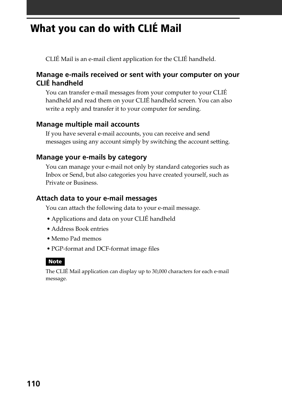 What you can do with clié mail | Sony PEG-T665C User Manual | Page 110 / 208